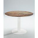 Table de conférence Paperflow, pour 6 personnes, ronde, pied colonne, Ø 115 cm, résistant aux désinfectants, chêne vieilli 