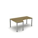 Table de forme libre NEVADA, L 1800 x P 1200/800 x H 740 mm, carrée, décor chêne/argent alu