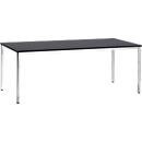 Table de réunion, jusqu'à 6 personnes, rectangulaire, 4 pieds en tube carré, l. 2000 x P 800 x H 720 mm, noir/argent chromé