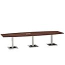 Table de réunion Quandos forme bateau, 3 segments, avec Netbox, l. 3500 x P 1200 mm, érable du Brésil