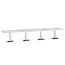 Table de réunion Quandos forme bateau, 4 segments, avec 2 Netbox l. 4500 x P 1200 mm, blanc