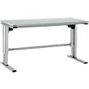 Table de travail à hauteur ajustable électriquement EL-1, 1600 x 800 mm, gris clair/alu blanc