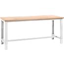 Table de travail Bott cubio, réglage manuel de la hauteur, plateau multiplex en hêtre, L 2000 x P 750 x H 740-1140 mm, 1000 kg, gris clair/anthracite