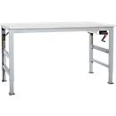 Table de travail Ergo K, avec manivelle, 1750 x 800 mm, Plateau de table coloris PVC, argenté