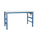 Table de travail Ergo K, avec manivelle, 1750 x 800 mm, Plateau de table coloris PVC, bleu brillant