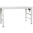 Table de travail Ergo K, avec manivelle, 1750 x 800 mm, Plateau de table coloris PVC, gris clair