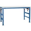 Table de travail Ergo K, avec manivelle, 1750 x 800 mm, plateau en plastique, bleu brillant