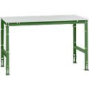 Table de travail UNIVERSAL Standard Manuflex, 1500 x 1000 mm, mélaminé gris clair, vert réséda