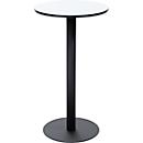 Table haute Paperflow Mezzo, plateau MDF mélaminé, piétement acier, rond Ø 600 x H 1100 mm, blanc/noir mat