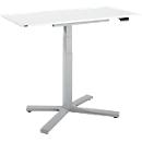 Table Home Office, réglable en hauteur électriquement, rectangulaire, pied en croix, L 1150 x P 550 x H 1100-640 mm, blanc/argenté + panneau de commande à mémoire de forme