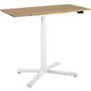 Table Home Office, réglable en hauteur électriquement, rectangulaire, pied en croix, L 1150 x P 550 x H 1100-640 mm, chêne caryer/blanc + panneau de commande à mémoire de forme