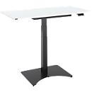 Table Home Office, réglable en hauteur électriquement, rectangulaire, sur pied en croix, L 1150 x P 550 x H 640-1100 mm, blanc/noir + panneau de commande à mémoires
