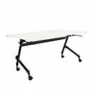 Table pliante mobile - acier tube carré - l. 1600 x P 600 x H 720 mm - blanc - piètement noir - notre marque Schäfer Shop Select