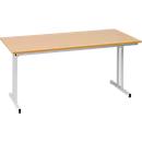 Table pliante TR, L 1600 x P 700 x H 720 mm, décor hêtre/aluminium blanc