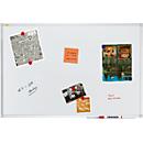 Tableau blanc Franken X-tra!Line, montage mural en format vertical &amp; horizontal, acier laqué blanc &amp; cadre en aluminium, magnétique, bac de rangement, L 900 x H 600 mm