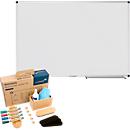 Tableau blanc Legamaster UNITE, magnétique, support pour marqueurs, L 1200 x P 12,6 x H 900 mm, acier céramique émaillé, blanc, y compris kit d'accessoires pour tableau blanc WOODEN, 17 pièces