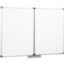 Tableau blanc triptyque MAULpro - cadre alu - surface plastifiée - l. 1200 x H 1000 mm - 2 volets rabattables