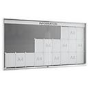 Tablón de anuncios con puerta corredera, profundidad 60 mm, 9 x 3, color aluminio-plateado