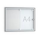 Tablón de anuncios plano, en punta, 2 x DIN A4, puerta de cristal con marco