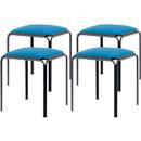Tabouret Bistro, 4 pièces, assise en similicuir, bleu
