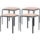 Tabouret Bistro, 4 pièces, assise en similicuir, ivoire