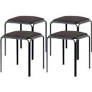 Tabouret Bistro, 4 pièces, assise en similicuir, noir