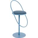 Tabouret de bar Paperflow Saturne, avec dossier, hauteur d'assise 765 mm, rembourré, 100 % recyclable, revêtement en similicuir bleu, piétement bleu
