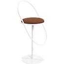 Tabouret de bar Paperflow Saturne, avec dossier, hauteur d'assise 765 mm, rembourré, 100 % recyclable, revêtement en similicuir couleur rouille, piétement blanc