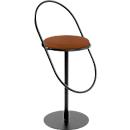 Tabouret de bar Paperflow Saturne, avec dossier, hauteur d'assise 765 mm, rembourré, 100 % recyclable, revêtement en similicuir couleur rouille, piétement noir