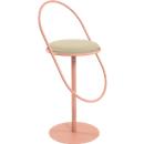 Tabouret de bar Paperflow Saturne, avec dossier, hauteur d'assise 765 mm, rembourré, 100 % recyclable, revêtement en similicuir ivoire, piétement rose