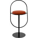 Tabouret de bar Paperflow Saturne, avec dossier, hauteur d'assise 765 mm, rembourré, 100 % recyclable, revêtement en velours couleur rouille, piétement noir