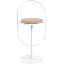 Tabouret de bar Paperflow Saturne, avec dossier, hauteur d'assise 765 mm, rembourré, 100 % recyclable, revêtement en velours ivoire, piétement blanc