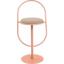 Tabouret de bar Paperflow Saturne, avec dossier, hauteur d'assise 765 mm, rembourré, 100 % recyclable, revêtement en velours ivoire, piétement rose