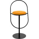 Tabouret de bar Paperflow Saturne, avec dossier, hauteur d'assise 765 mm, rembourré, 100 % recyclable, revêtement en velours safran, piétement noir