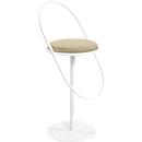 Tabouret de bar Paperflow Saturne, avec dossier, hauteur d'assise 765 mm, rembourré, 100 % recyclable, revêtement similicuir ivoire, piétement blanc