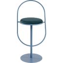 Tabouret de bar Paperflow Saturne, avec dossier, hauteur d'assise 765 mm, rembourré, 100 % recyclable, revêtement velours bleu, piétement bleu