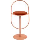 Tabouret de bar Paperflow Saturne, avec dossier, hauteur d'assise 765 mm, rembourré, 100 % recyclable, revêtement velours rouille, structure rose