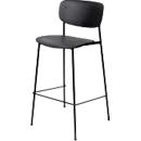 Tabouret de bar Paperflow SOHO, dossier, empilable, L 445 x P 425 x H 760 mm, polypropylène et acier laqué, noir/noir, 2 pièces