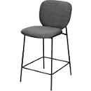 Tabouret de bar Paperflow TWIST, dossier, rembourré, L 480 x P 550 x H 760 mm, tissu et acier, 2 2 pièces, anthracite/noir, 2 pièces