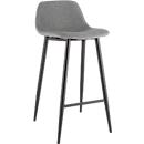 Tabouret de bar, rembourré, L 500 x P 450 x H 950 mm, repose-pieds, rembourré, noir, revêtement en tissu gris, lot de 2 pièces