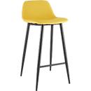 Tabouret de bar, rembourré, L 500 x P 450 x H 950 mm, repose-pieds, rembourré, noir, revêtement en tissu safran, lot de 2 pièces