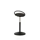 Tabouret de bar ROVO SOLO avec anneau, similicuir, noir/noir