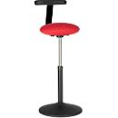 Tabouret de bar ROVO SOLO avec Monopad, similicuir, noir/noir, hauteur d'assise 630 - 855 mm, noir/rouge