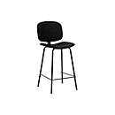 Tabouret de bar Vintage, avec dossier, pieds en acier, hauteur d'assise 760 mm, 2 pièces, L 430 x P 510 x H 1080 mm, similicuir, noir