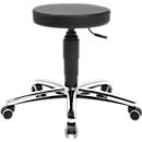 Tabouret de laboratoire Topstar Tec 70, résistant aux désinfectants, rembourré, roulettes pour sols durs, Ø 35 x H 390 - 520 mm, noir