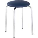 Tabouret, empilable, 4 pieds, rembourrage cuir synthétique, H 440 mm, bleu