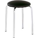 Tabouret, empilable, 4 pieds, rembourrage cuir synthétique, H 440 mm, noir