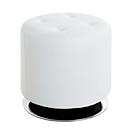 Tabouret HAKU, rond, pivotant, rembourré, Ø 400 x H 400 mm, similicuir et acier, blanc-chrome