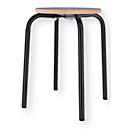 Tabouret PARIS, empilable, base tubulaire ronde, Ø 330 x P 330 x H 460 mm, noir/noir