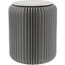 Tabouret pliable Paperflow, carton alvéolé, coussin d'assise en similicuir, Ø 300 mm x H 420 mm, jusqu'à 300 kg, gris